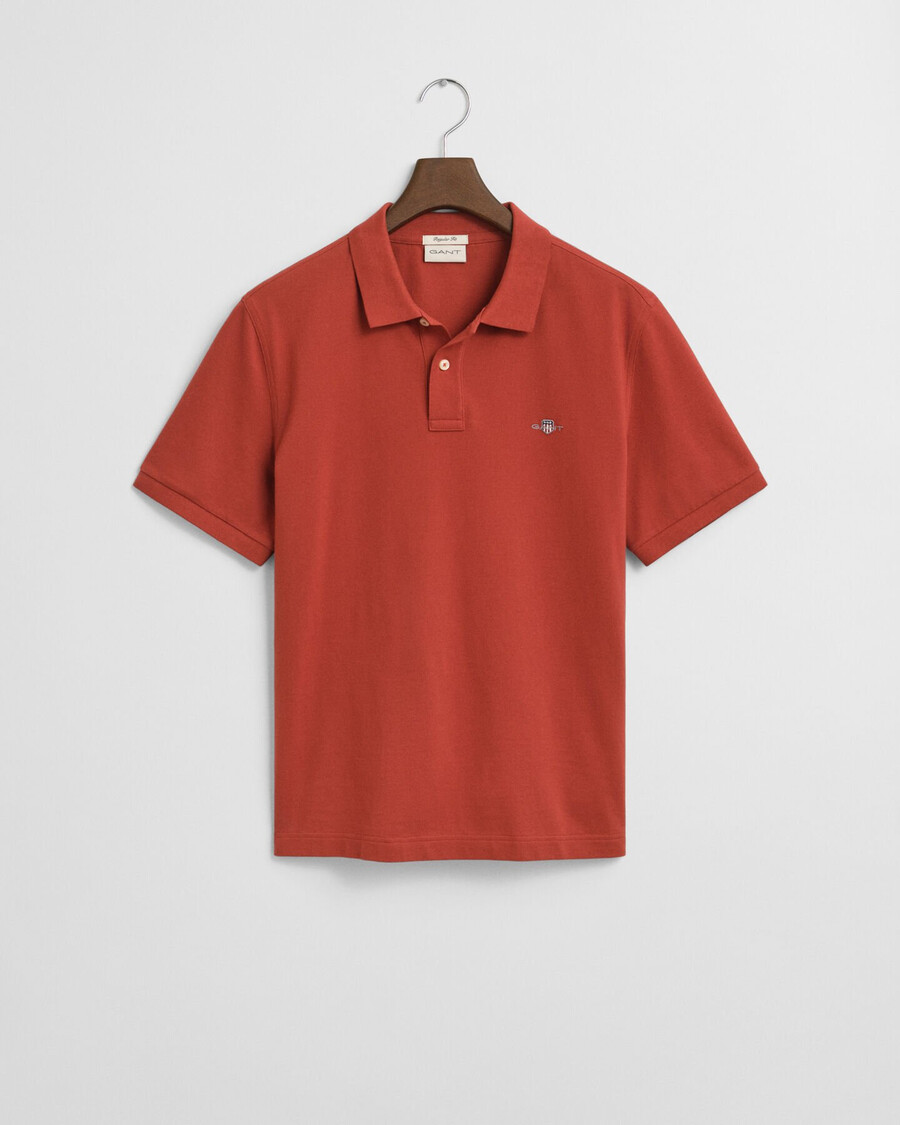 regular fit shield piqué polo shirt - modern rust