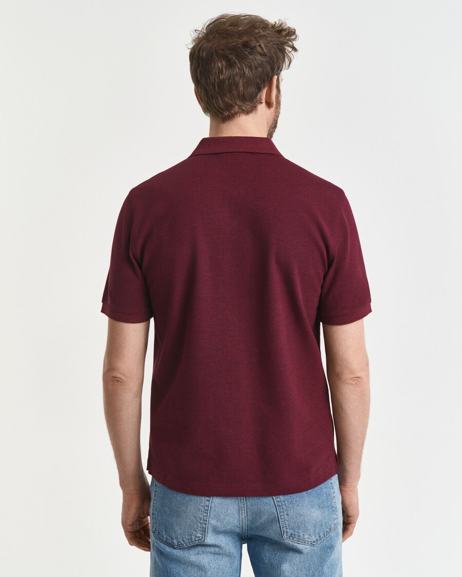 regular fit shield piqué polo shirt - bordeaux melange
