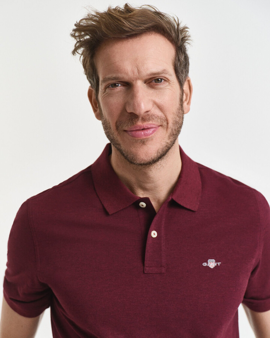 regular fit shield piqué polo shirt - bordeaux melange
