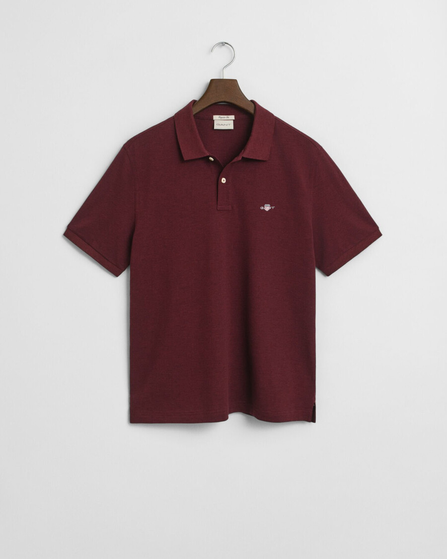regular fit shield piqué polo shirt - bordeaux melange