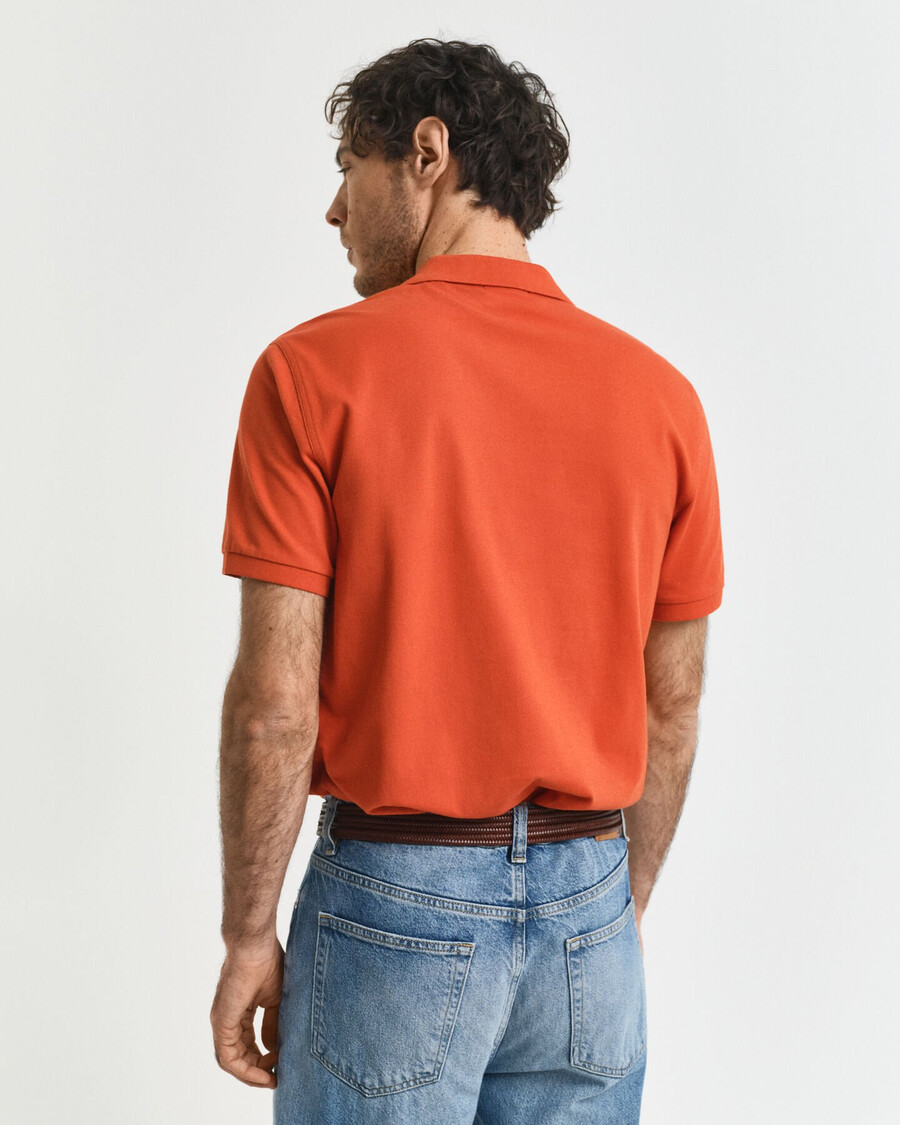 regular fit shield piqué polo shirt - deep orange