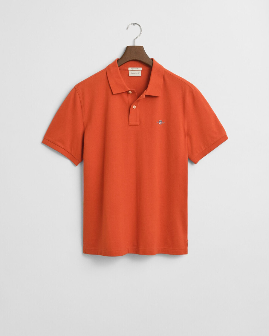 regular fit shield piqué polo shirt - deep orange