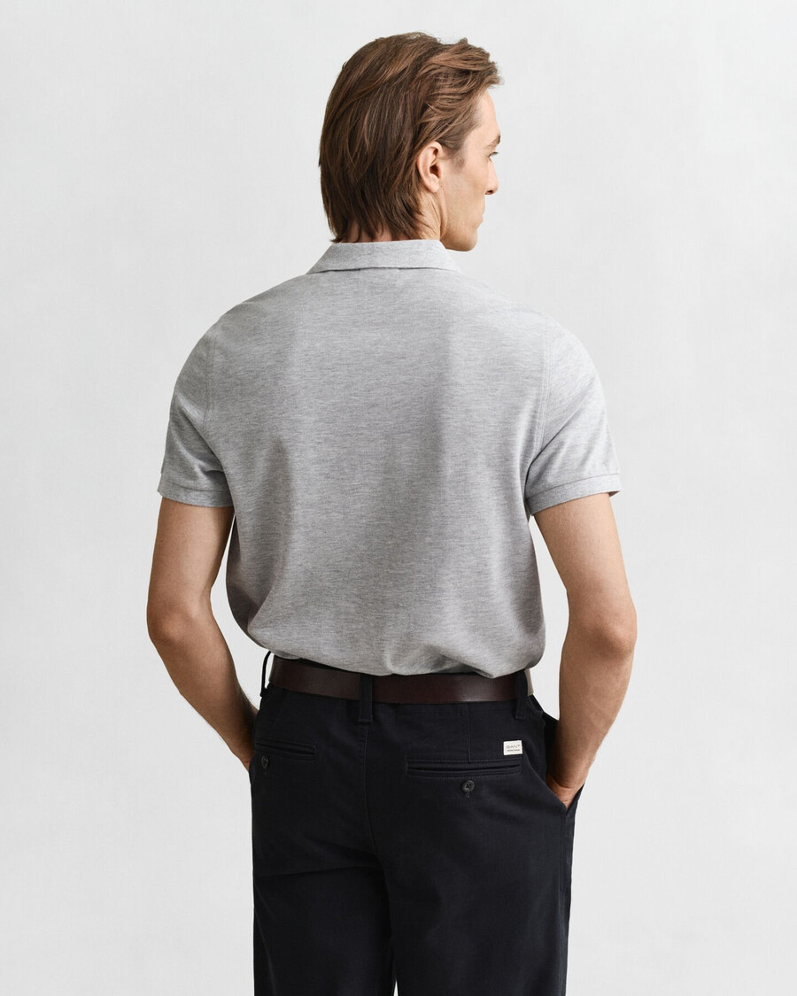 regular fit shield piqué polo shirt - grey melange