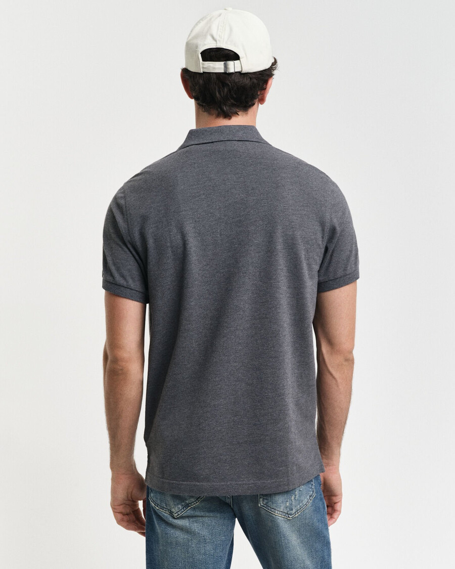 regular fit shield piqué polo shirt - antracit melange