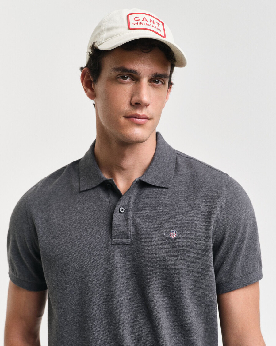 regular fit shield piqué polo shirt - antracit melange
