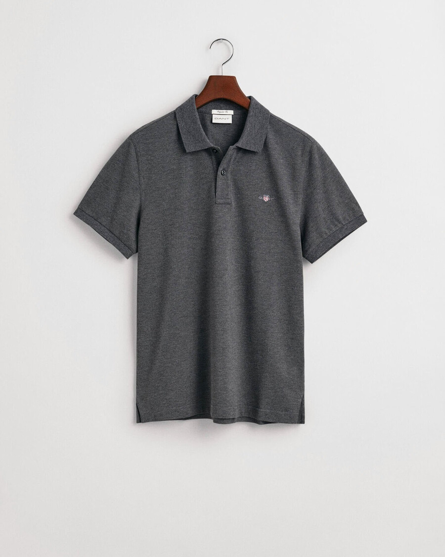 regular fit shield piqué polo shirt - antracit melange