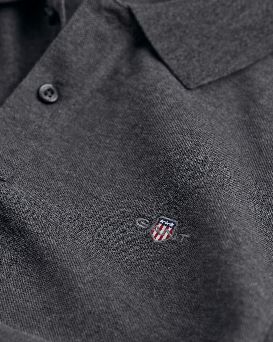 regular fit shield piqué polo shirt - antracit melange