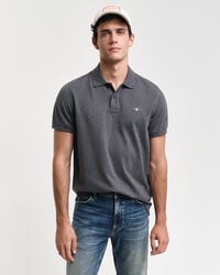 regular fit shield piqué polo shirt - antracit melange