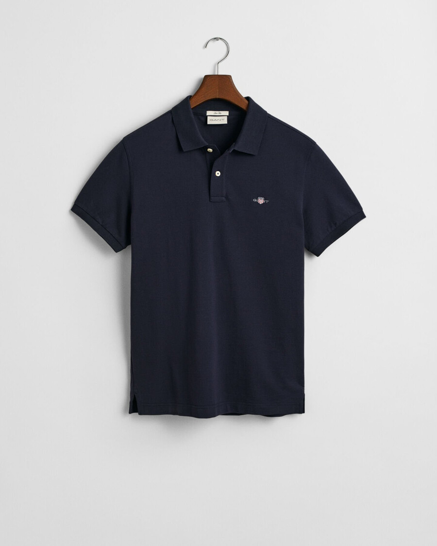slim fit shield piqué polo shirt - evening blue