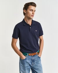 slim fit shield piqué polo shirt - evening blue
