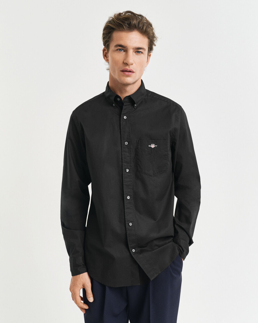 regular fit classic poplin shirt - black