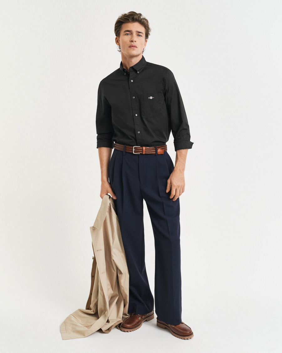 regular fit classic poplin shirt - black