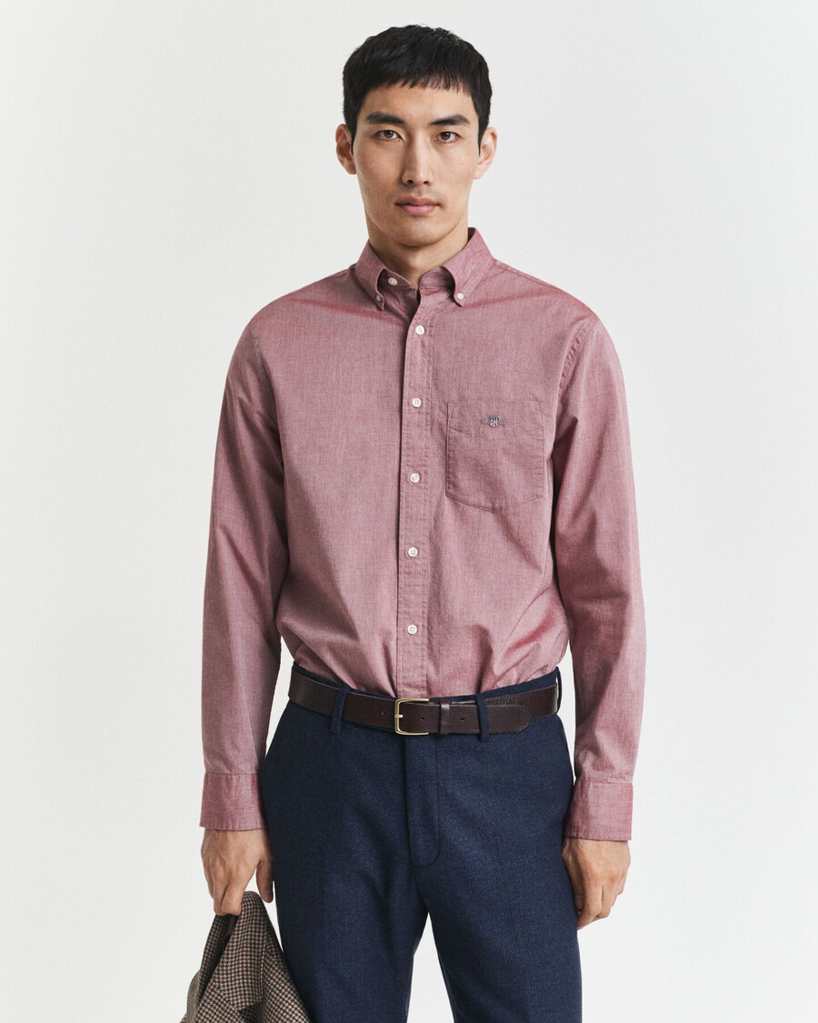 regular fit classic poplin shirt - plumped red melange