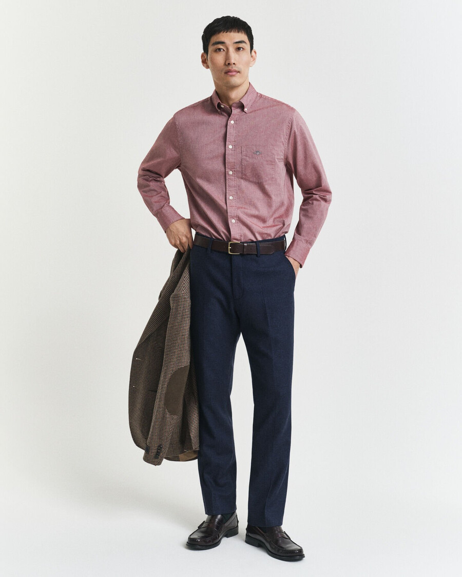 regular fit classic poplin shirt - plumped red melange