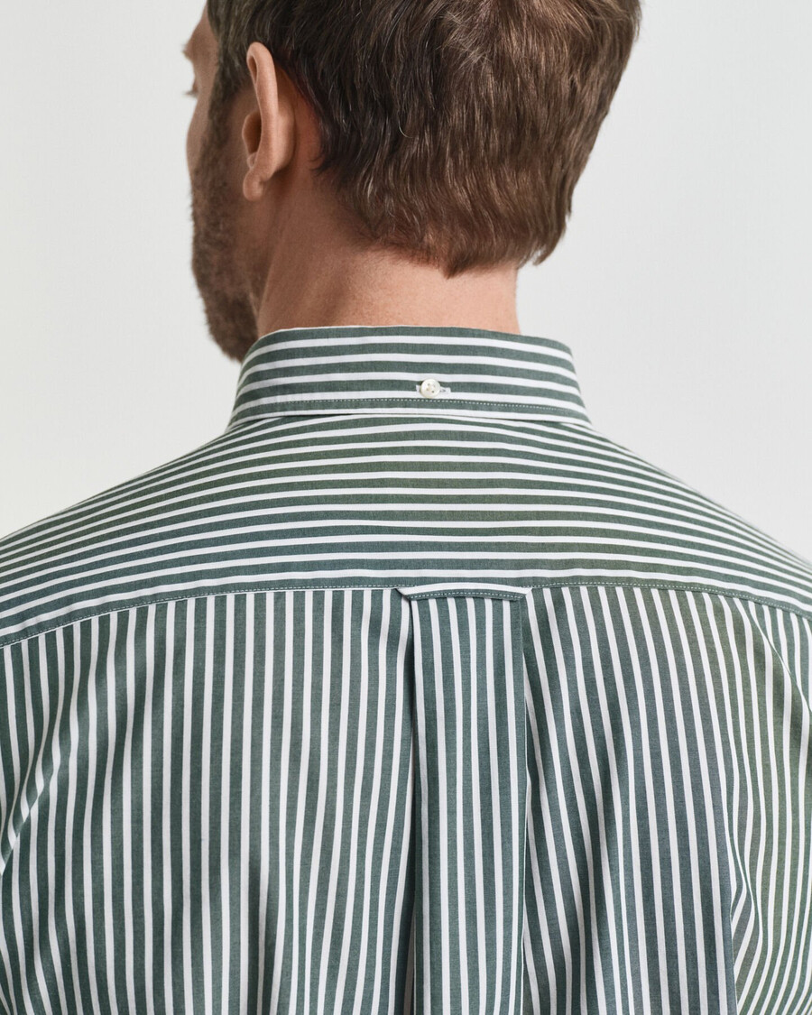regular fit classic striped poplin shirt - forest green