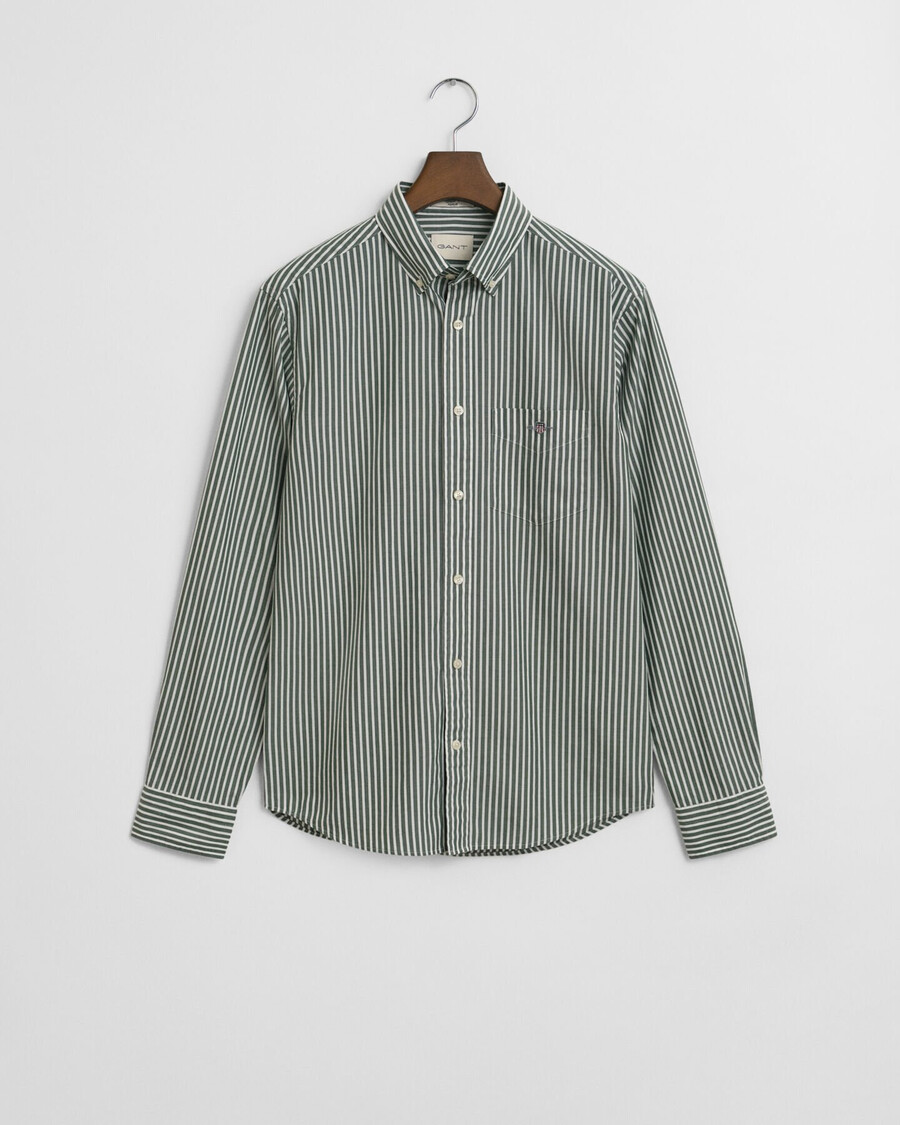 regular fit classic striped poplin shirt - forest green