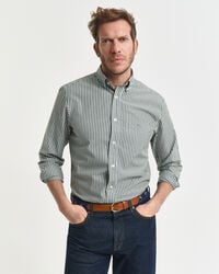 regular fit classic striped poplin shirt - forest green