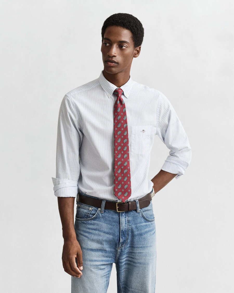 regular fit classic striped poplin shirt - light blue