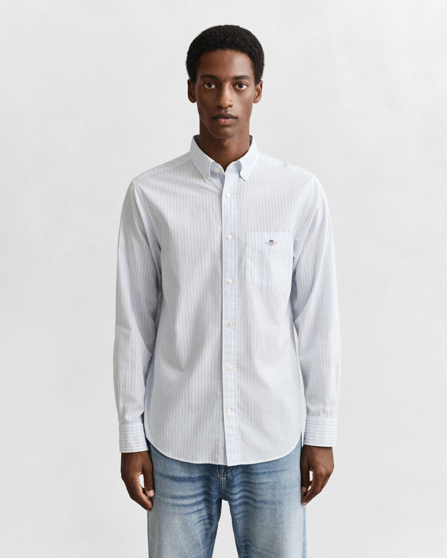 regular fit classic striped poplin shirt - light blue