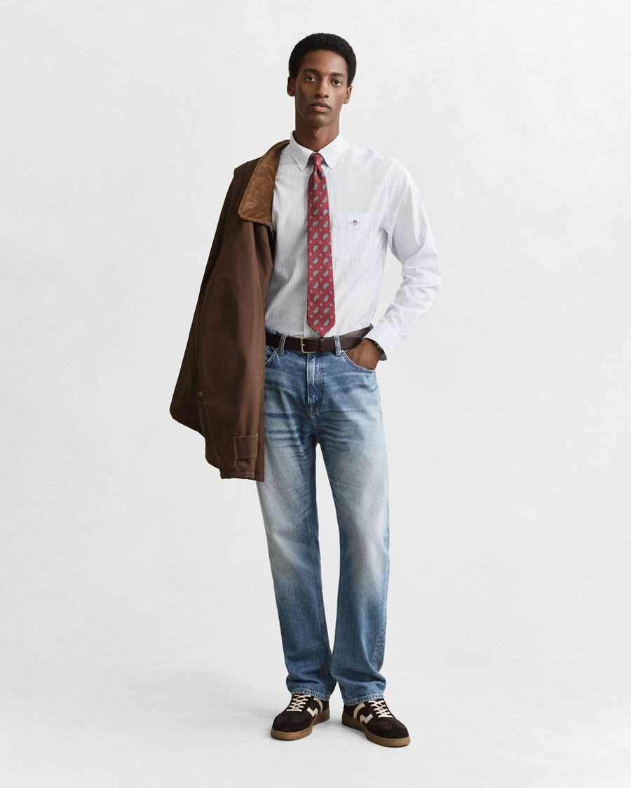regular fit classic striped poplin shirt - light blue