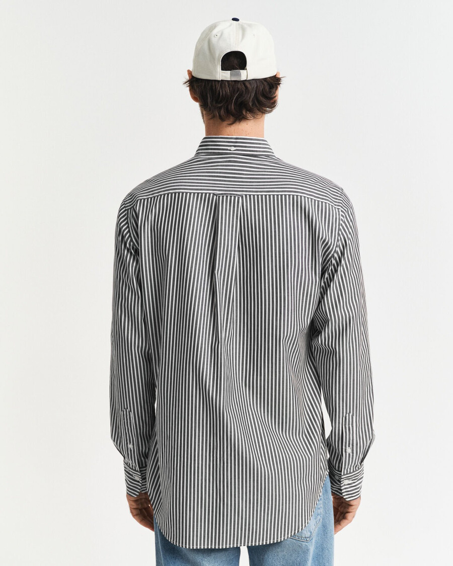 regular fit classic striped poplin shirt - black