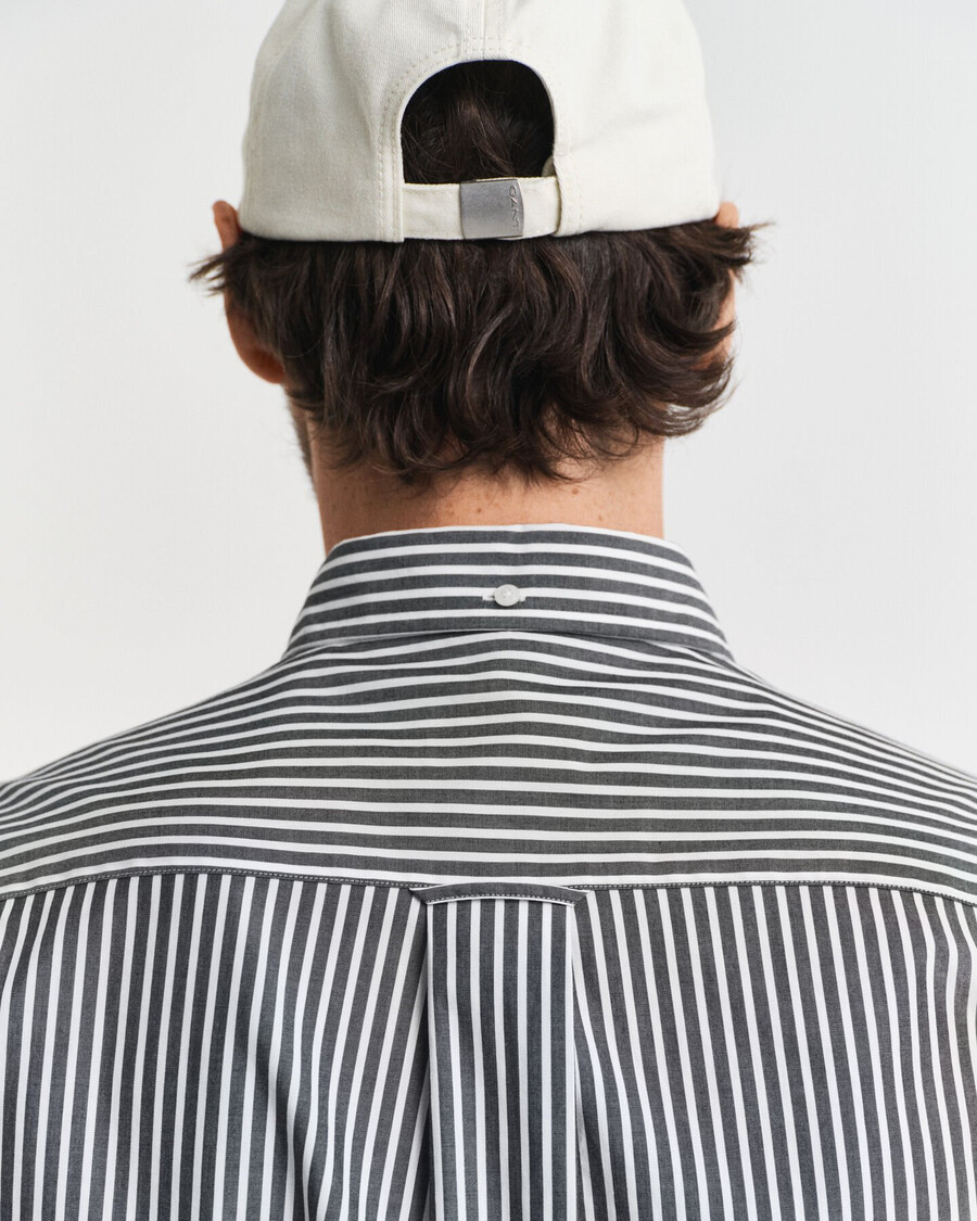 regular fit classic striped poplin shirt - black