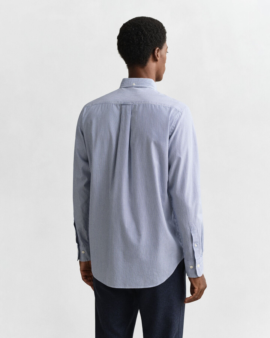 regular fit classic banker stripe poplin shirt - college blue