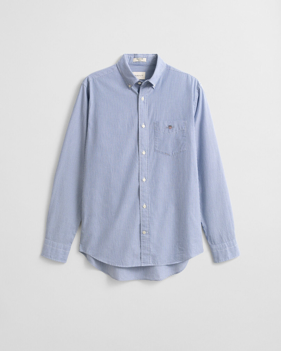 regular fit classic banker stripe poplin shirt - college blue