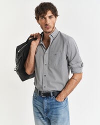 regular fit classic banker stripe poplin shirt - black