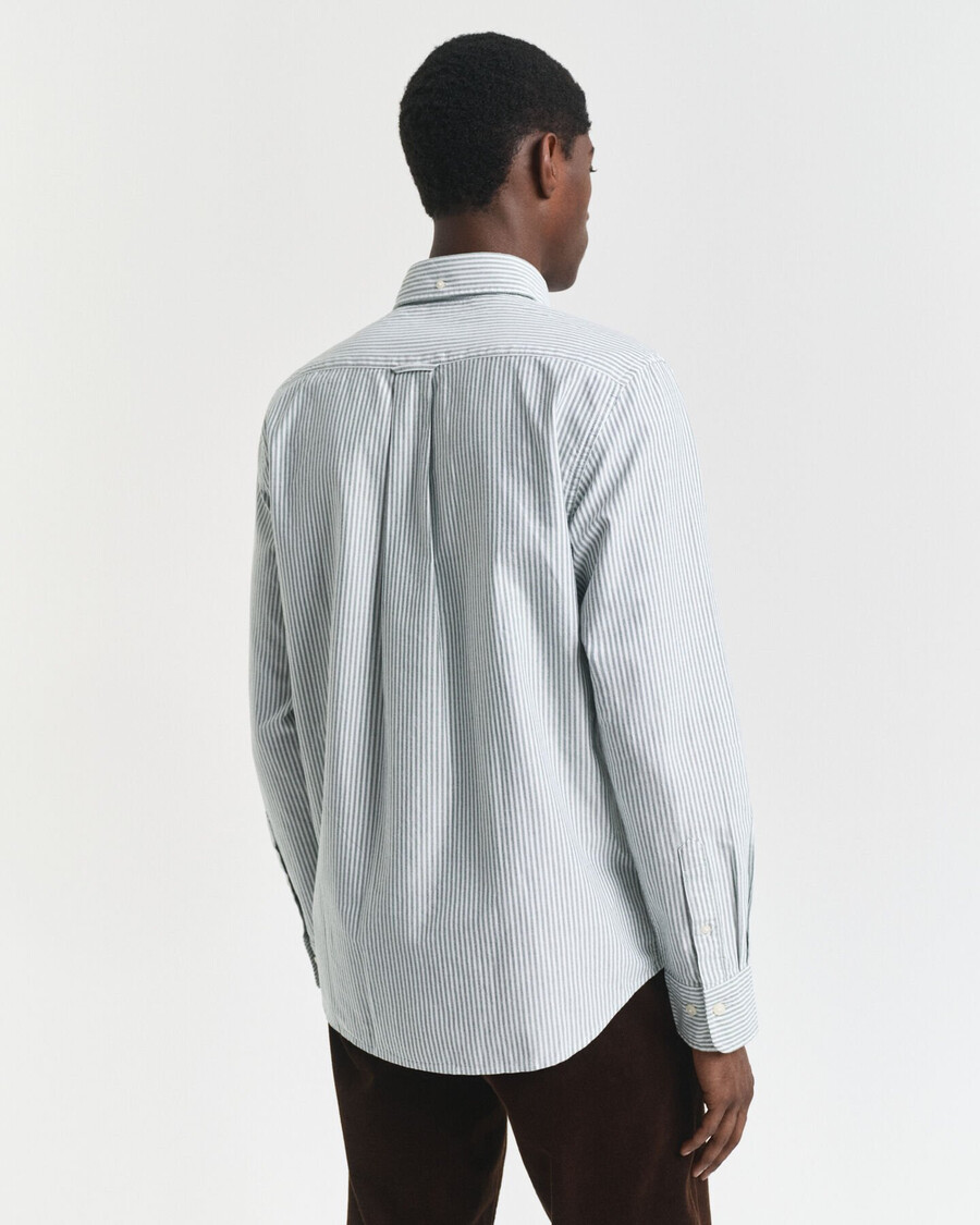 regular fit banker stripe classic oxford shirt - forest green