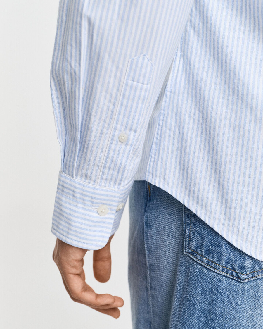 slim fit banker stripe classic oxford shirt - light blue