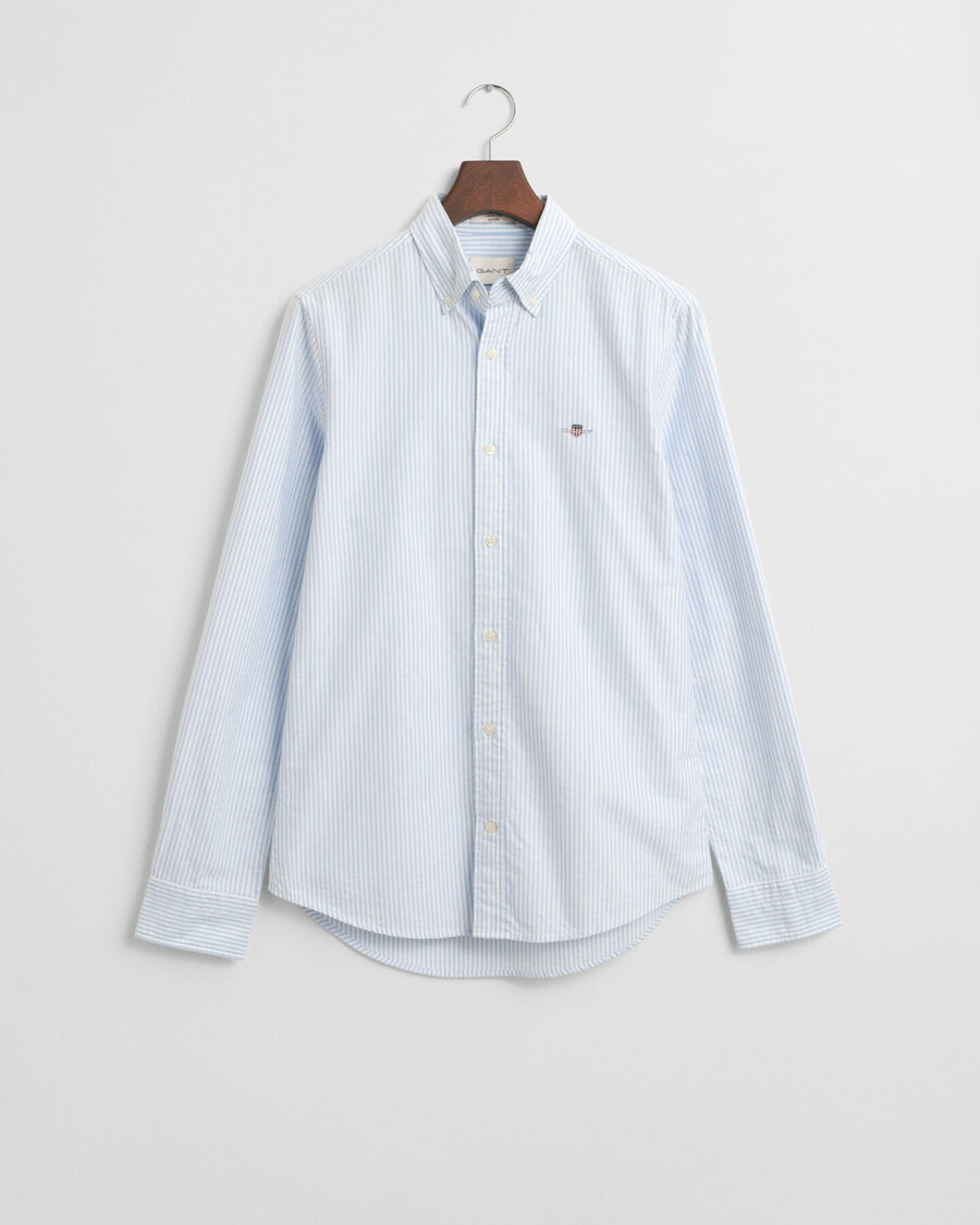 slim fit banker stripe classic oxford shirt - light blue