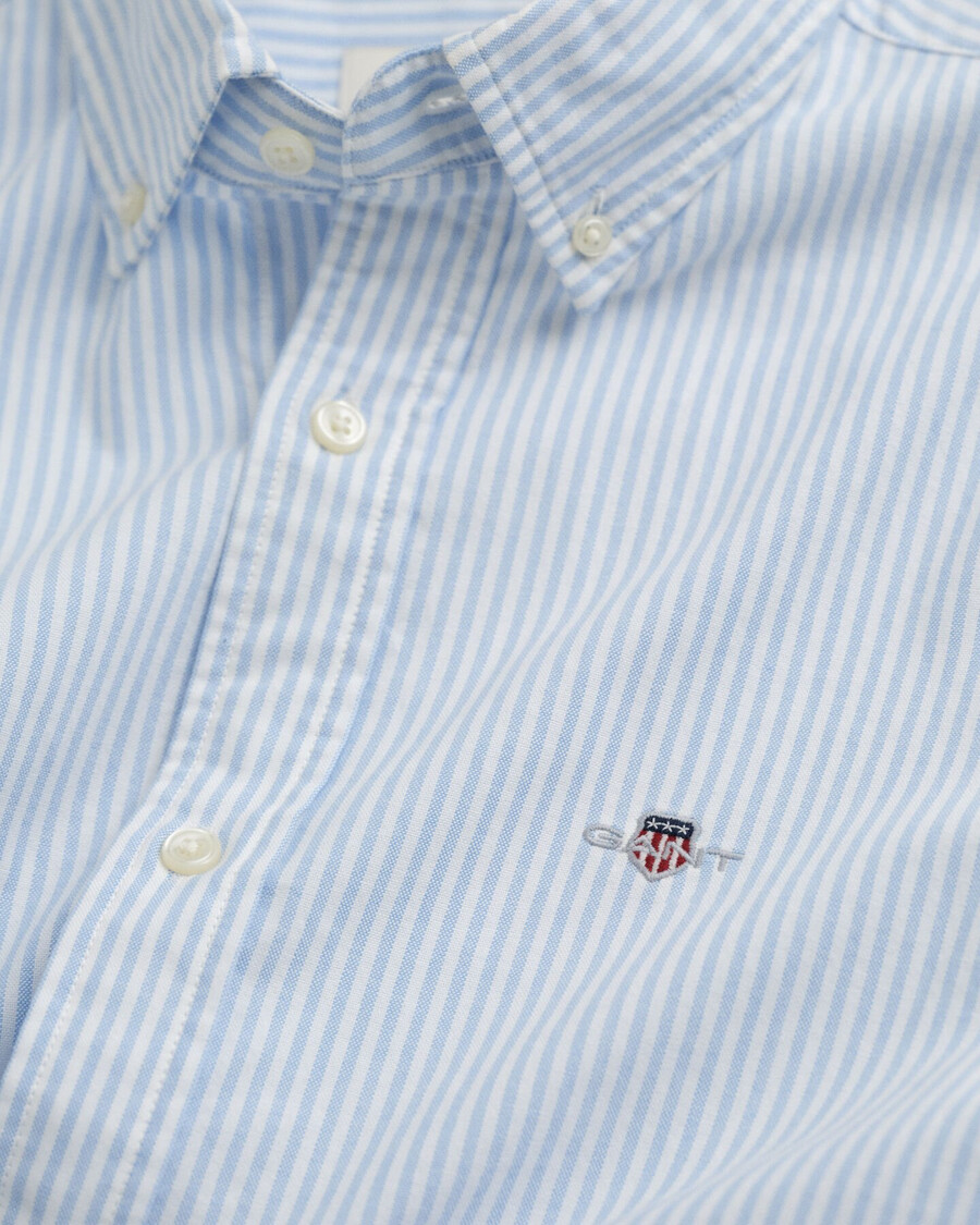 slim fit banker stripe classic oxford shirt - light blue