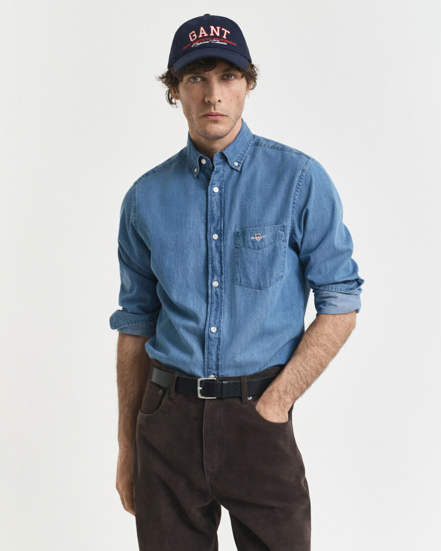 regular fit indigo shirt - semi light blue