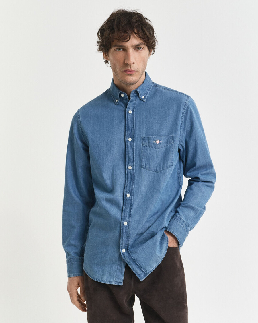 regular fit indigo shirt - semi light blue