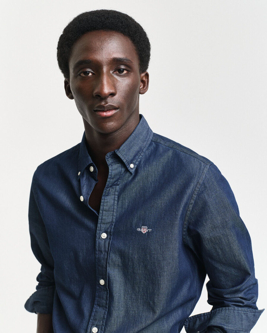 slim fit indigo shirt - dark indigo
