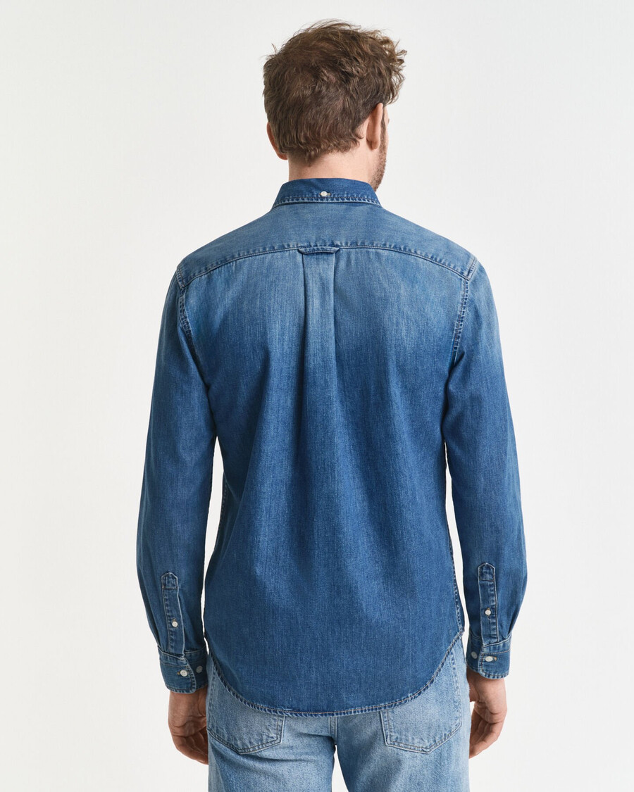regular fit denim shirt - mid blue worn in
