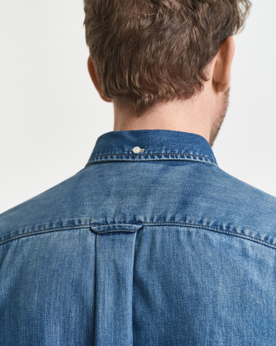 regular fit denim shirt - mid blue worn in
