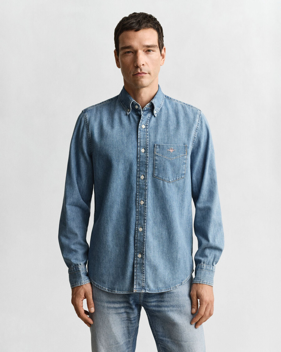 regular fit denim shirt - semi light blue worn in