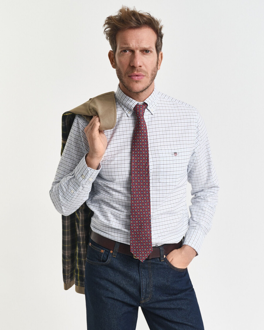 regular fit tattersall classic oxford shirt - light blue