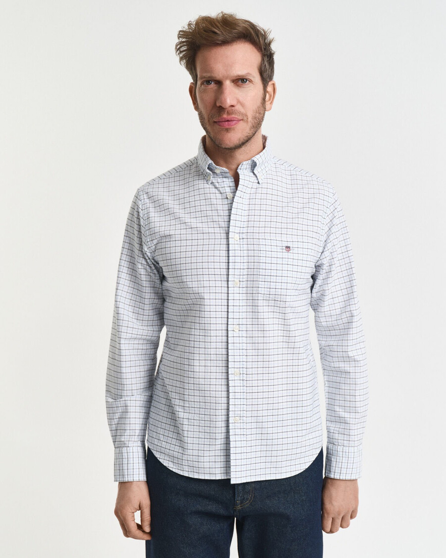 regular fit tattersall classic oxford shirt - light blue