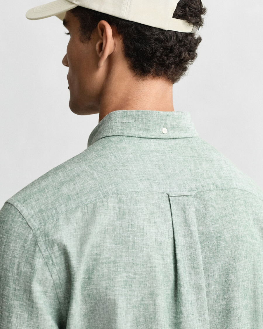 regular fit cotton linen shirt - woody green