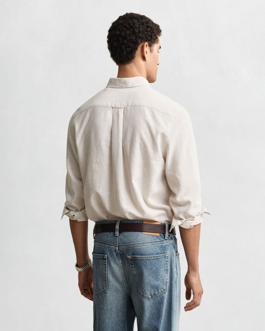 regular fit cotton linen shirt - putty