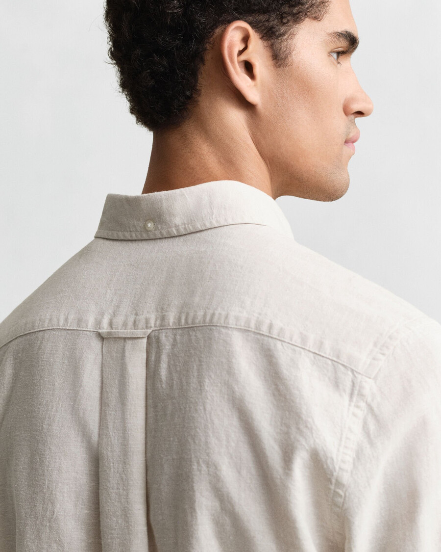 regular fit cotton linen shirt - putty