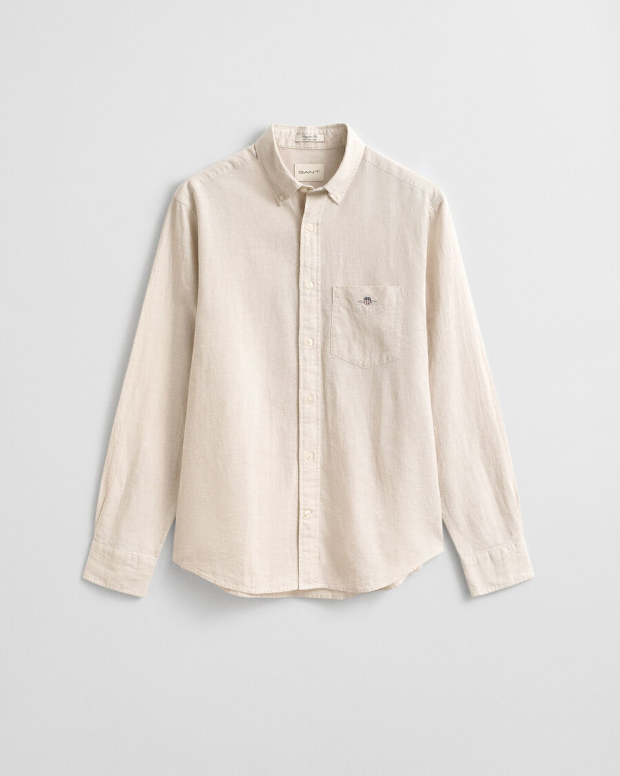 regular fit cotton linen shirt - putty