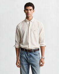 regular fit cotton linen shirt - putty