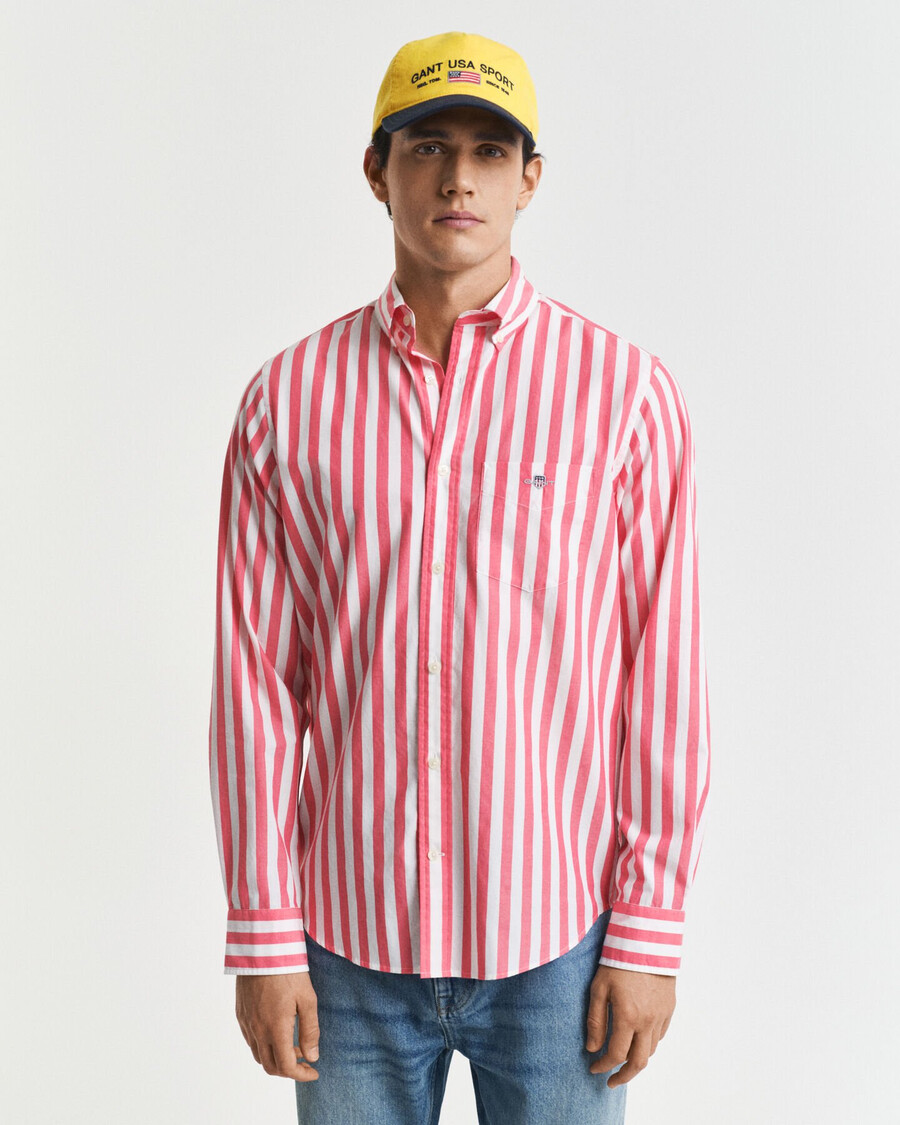 regular fit striped classic poplin shirt - watermelon red