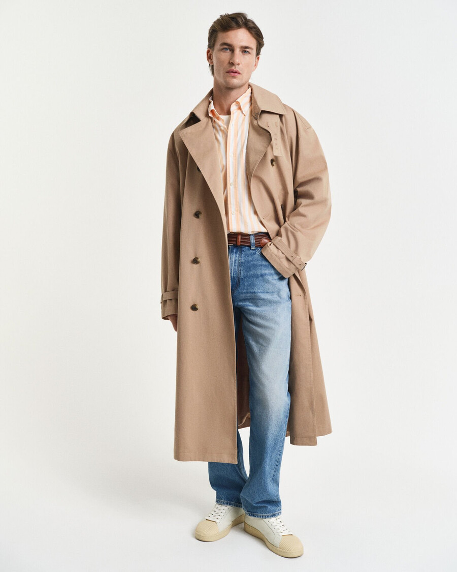 regular fit striped classic poplin shirt - peachy orange
