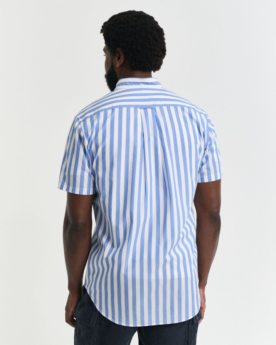 regular fit striped classic poplin short sleeve shirt - perfect blue