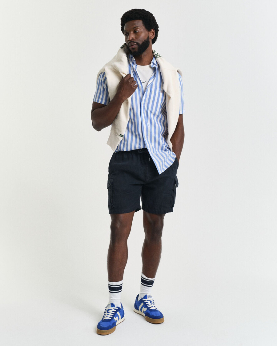 regular fit striped classic poplin short sleeve shirt - perfect blue